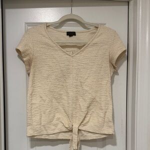 Cream Textured Short Sleeve Top